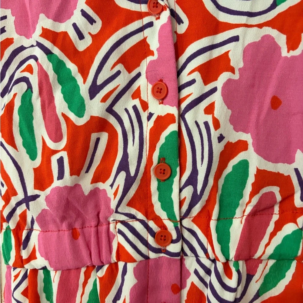 Diane Von Furstenberg XS 4-5 Girls Pink Floral Groove Button Front For Target